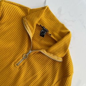 Collared long sleeve yellow dress